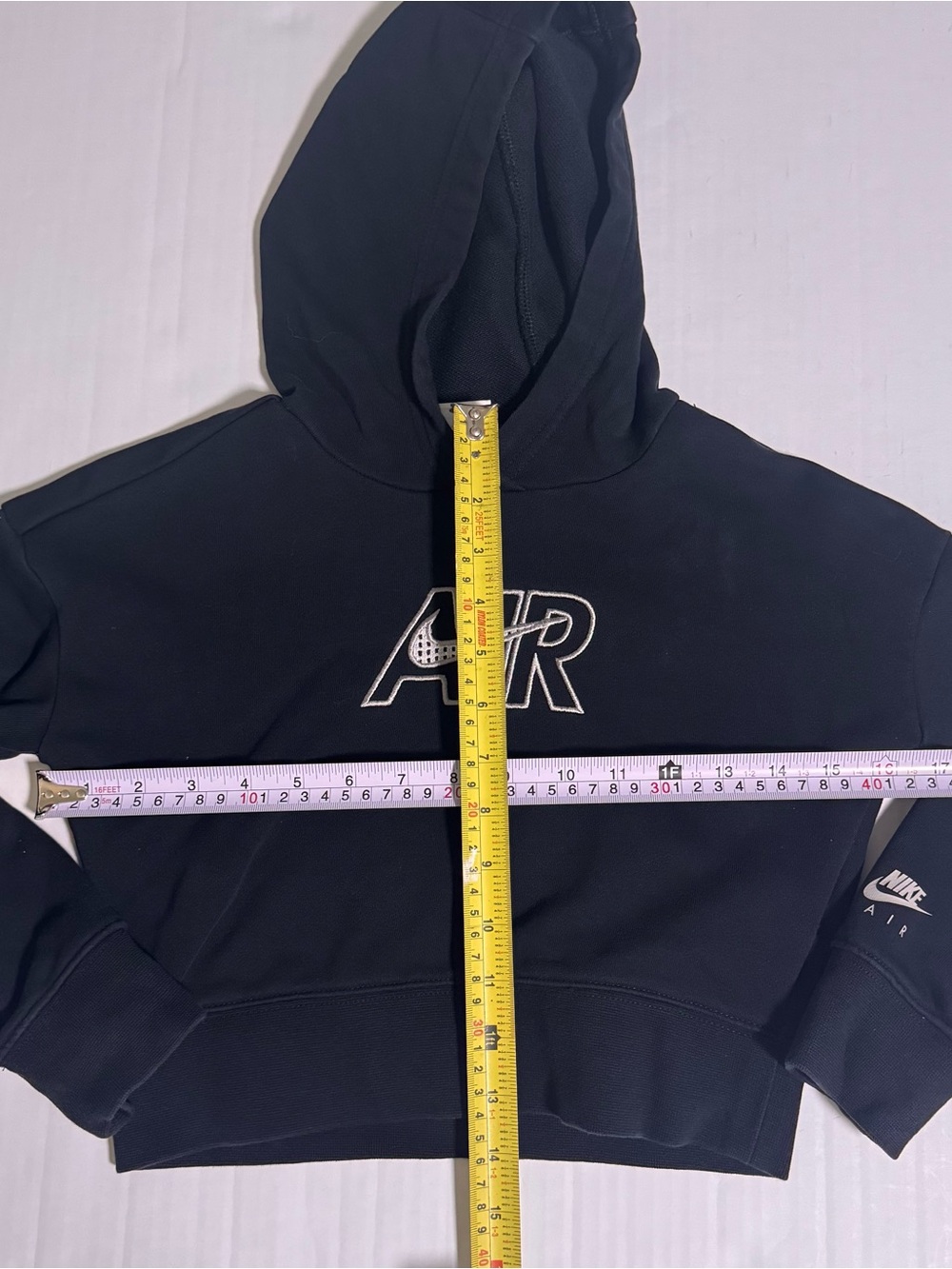 Nike Air Kids Cropped Hoodie Black Logo Pullover Sweatshirt S School Travel - Picture 9 of 10